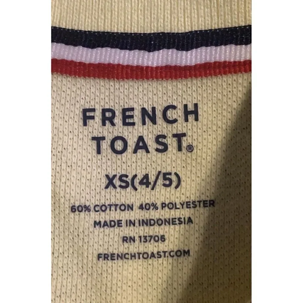 French Toast Boys School Uniform Size XS 4/5 Long Sleeve Pique Polo Yellow